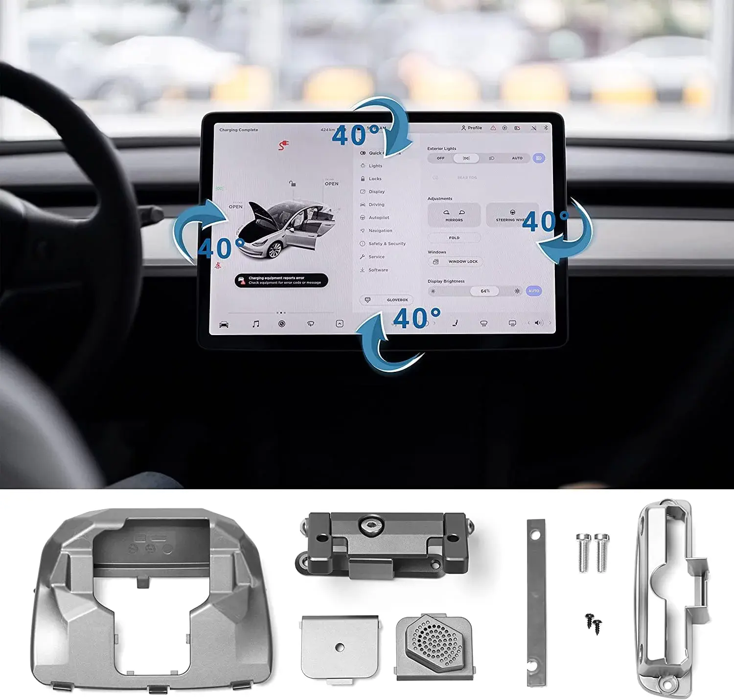 Kit suport rotativ pentru ecran (40°) – Tesla Model 3 / Y